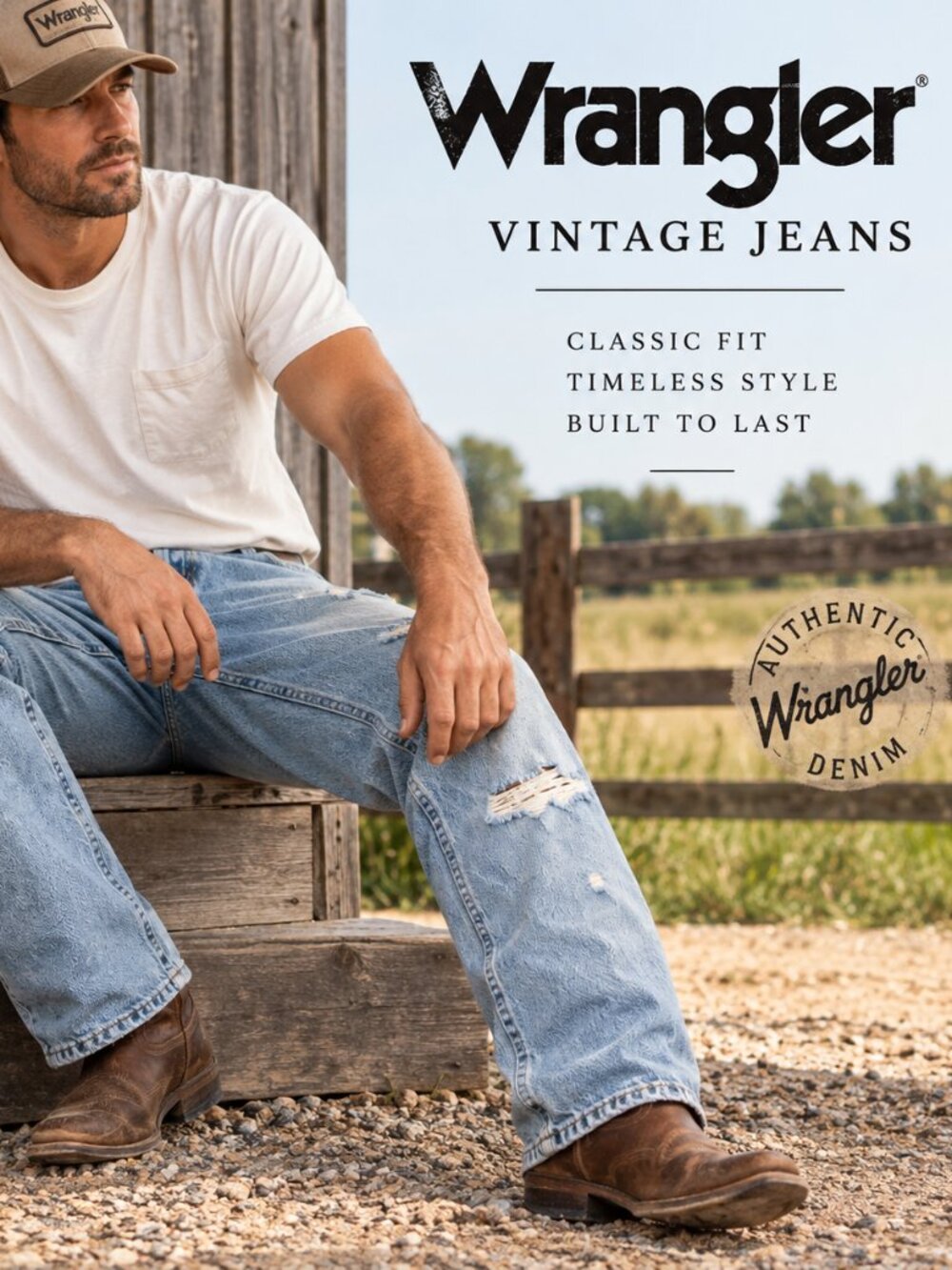 Vintage Wrangler 13MWZ Men’s 34x29 Light Wash Distressed Cowboy Cut Jeans